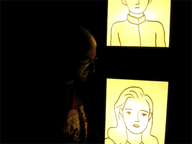 Cédric Manche dans son exposition, Panorama/j’ai tué Géronimo.