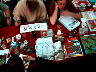 Un coin de table à dédicaces...