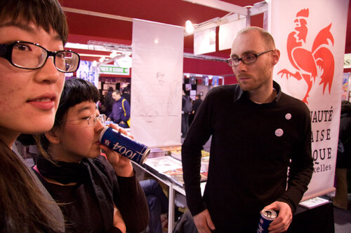 Sunyoung, Juhyun, une bière et Sacha